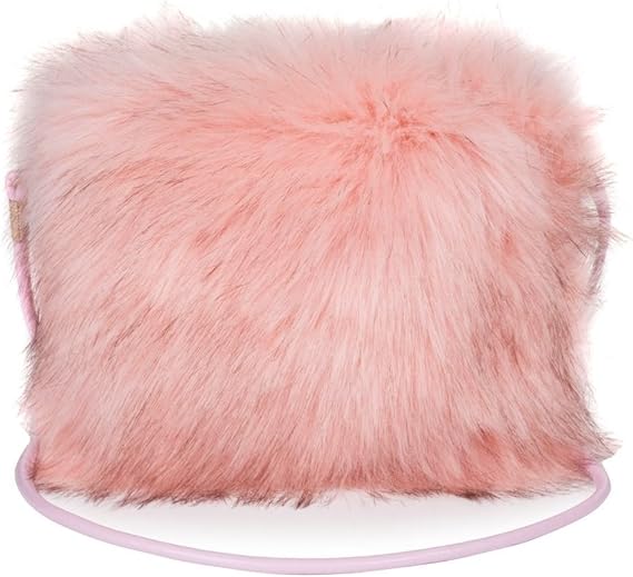 pink faux fur purse