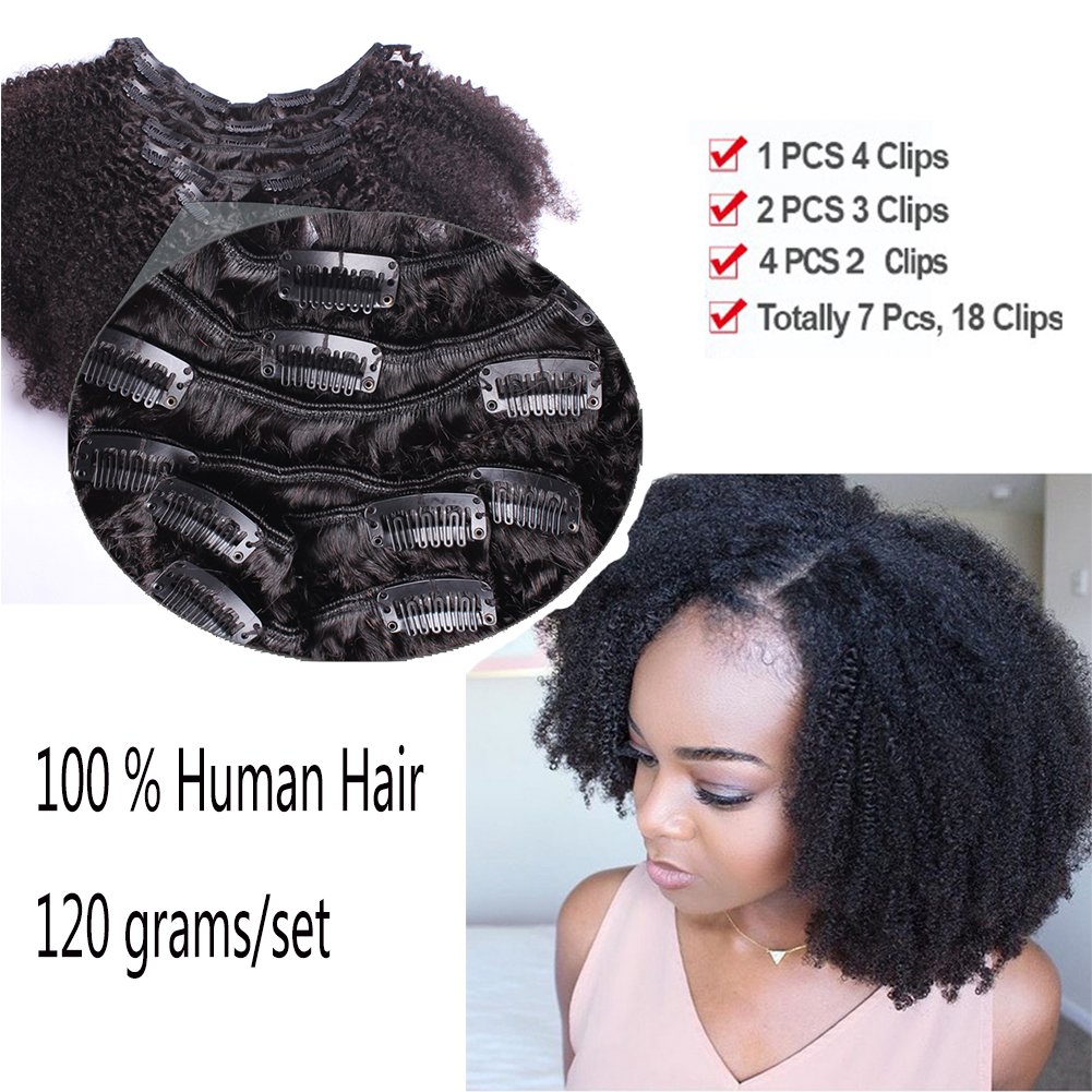 Amazon Com Afro Kinky Curly Clip In Human Hair Extensions 4a 4c