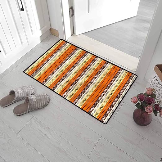 SCOCICI1588 Doormat Yellow and Brown, Geometric Entrance