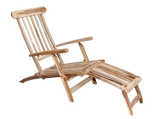 Ambientehome Teakholz Deckchair Liege Gartenliege Samui, Natur