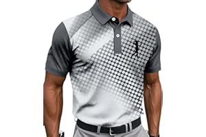 Men's Golf Polo Shirt T-Shirt Gradient Plaid Party Casual Short Sleeve Shirts Quick Dry Moisture Wicking Athletic Shirt