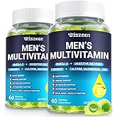 Mens Multivitamins Gummies, Methylated Multivitamin with Vitamins A C D K E, B Complex, Omega-3, Digestive Enzymes, Lycopene, Calcium, Magnesium - Support Brain, Muscle, Energy, Sugar Free, 120Cts
