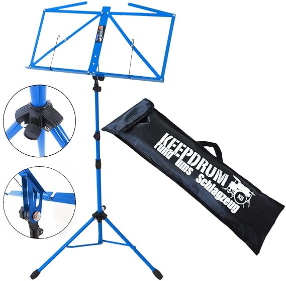 KEEPDRUM Notenständer MUS3BL Blau Notenpult mit Tasche