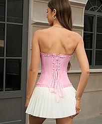 SZIVYSHI Pink Corset Top for Women - Overbust Lace
