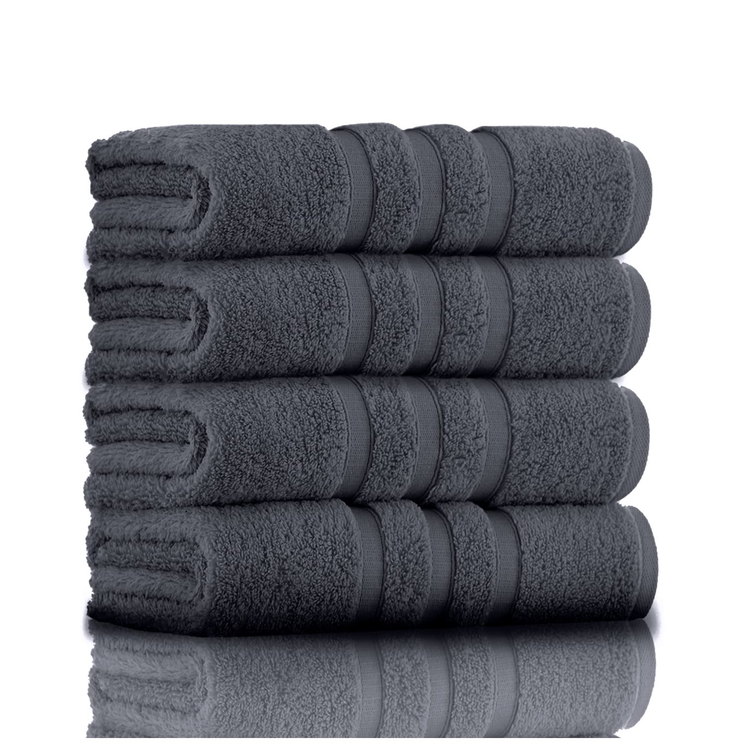 GC GAVENO CAVAILIA 100% Ringspun Cotton Bath Towels, Luxury 550 GSM Zero Twist Towel Sheets, Charcoal, 50x80 Hand Towel