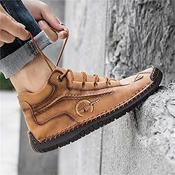 Dacomfy Men's Shoes Leather Work Boots Casual