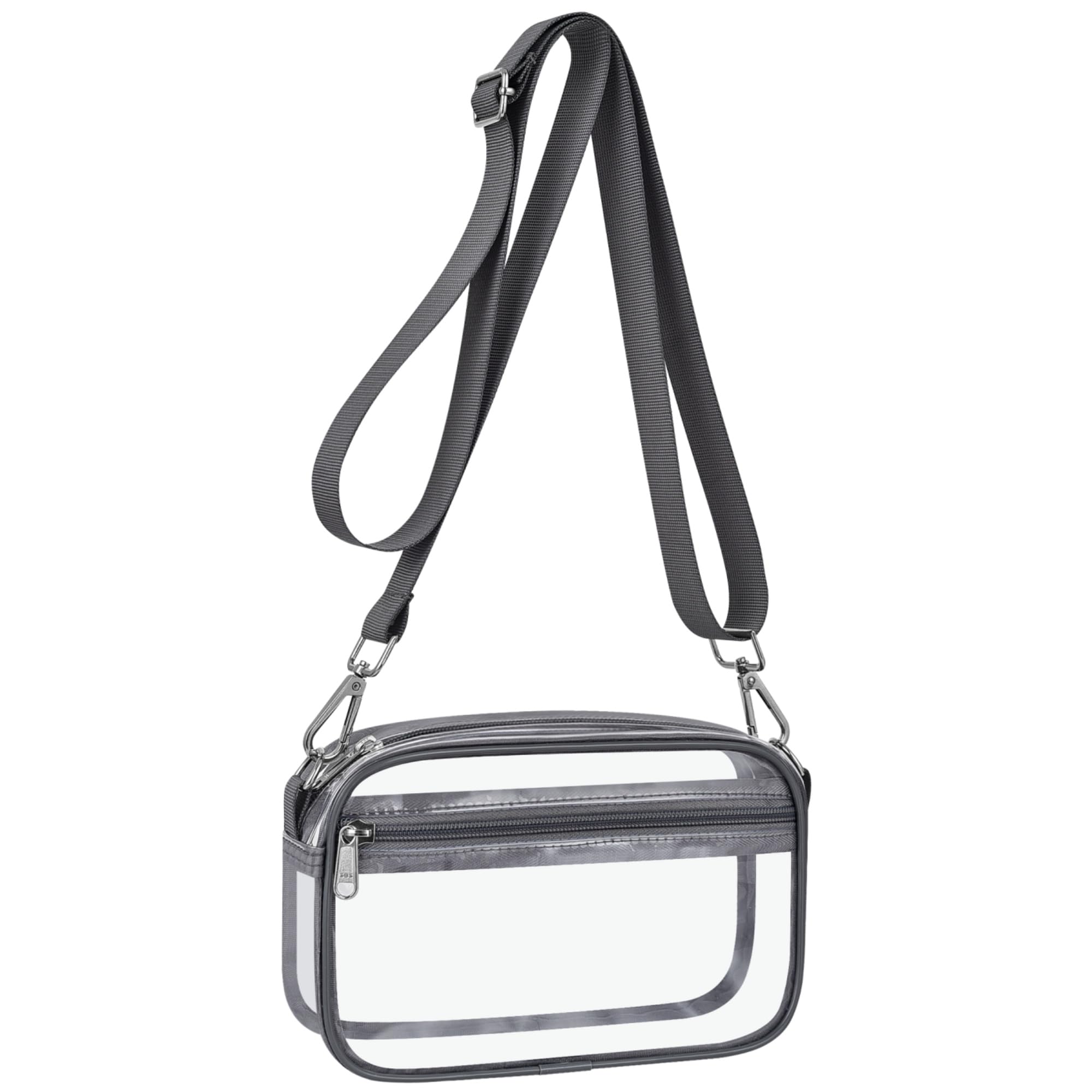 Photo 1 of Bagenius Clear Bag for Stadium Events Clear Purse with Removable Strap Transparent Bag for Concert and Sport Events, Grey