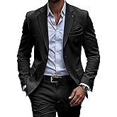 SPTALLFITJSV Mens 2 Piece Suit Slim Fit Wedding Prom Party Business Suit Notch Lapel One Button Blazer and Pants Tuxedo Set
