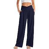 TARSE Women's Wide Leg Casual Loose Pants Yoga Sweatpants Comfy Crossover High Waisted Lounge Pajama Flowy Pants with Pockets
