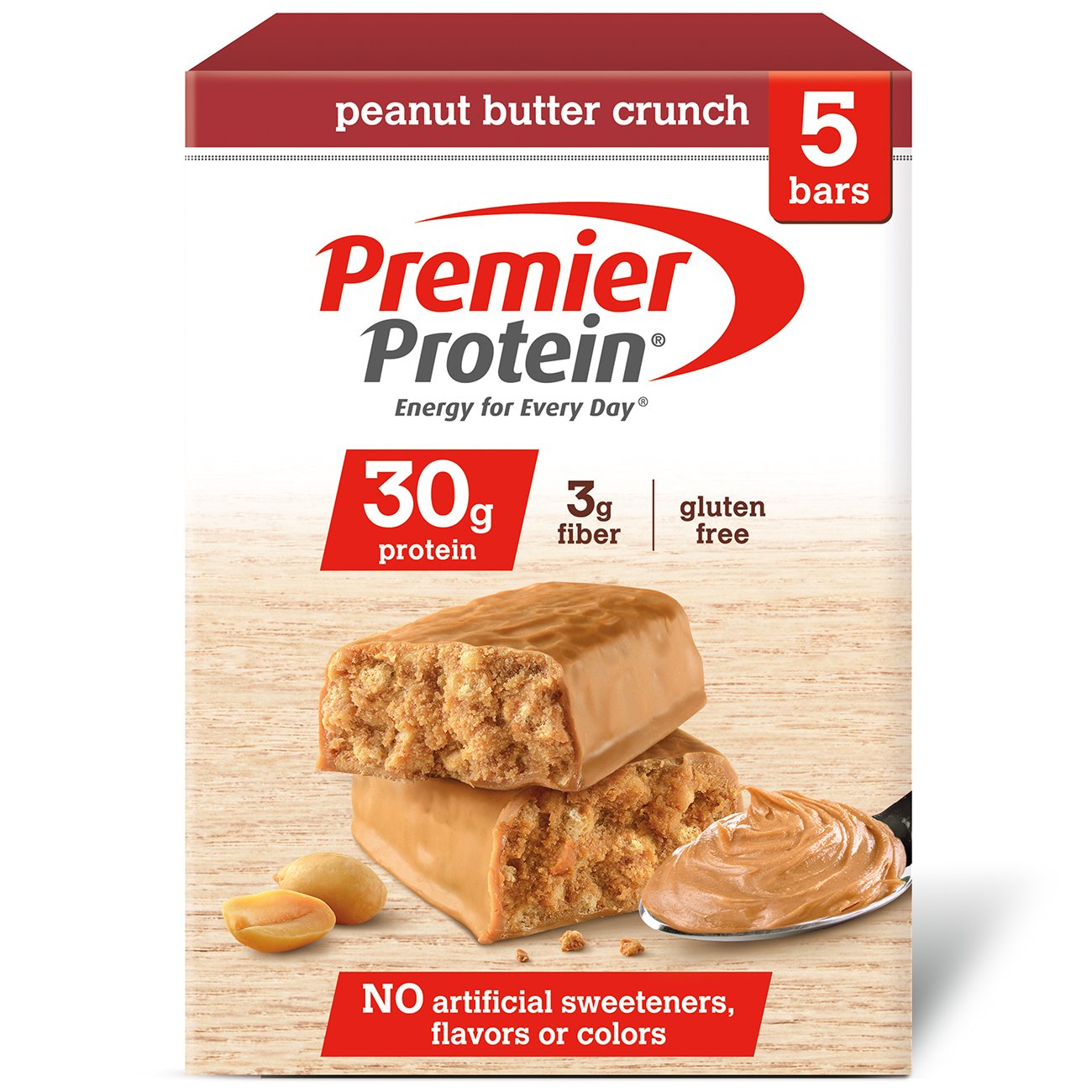 Premier Protein 30g Protein Bar, Chocolate Peanut Butter, 2.53 oz Bar, (5 Count
