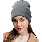Satin Lined Beanie Hat for Women Men, Wool Knit Cuffed Silk Lining Fisherman Beanies Slouchy Warm Winter Hats Skull Cap