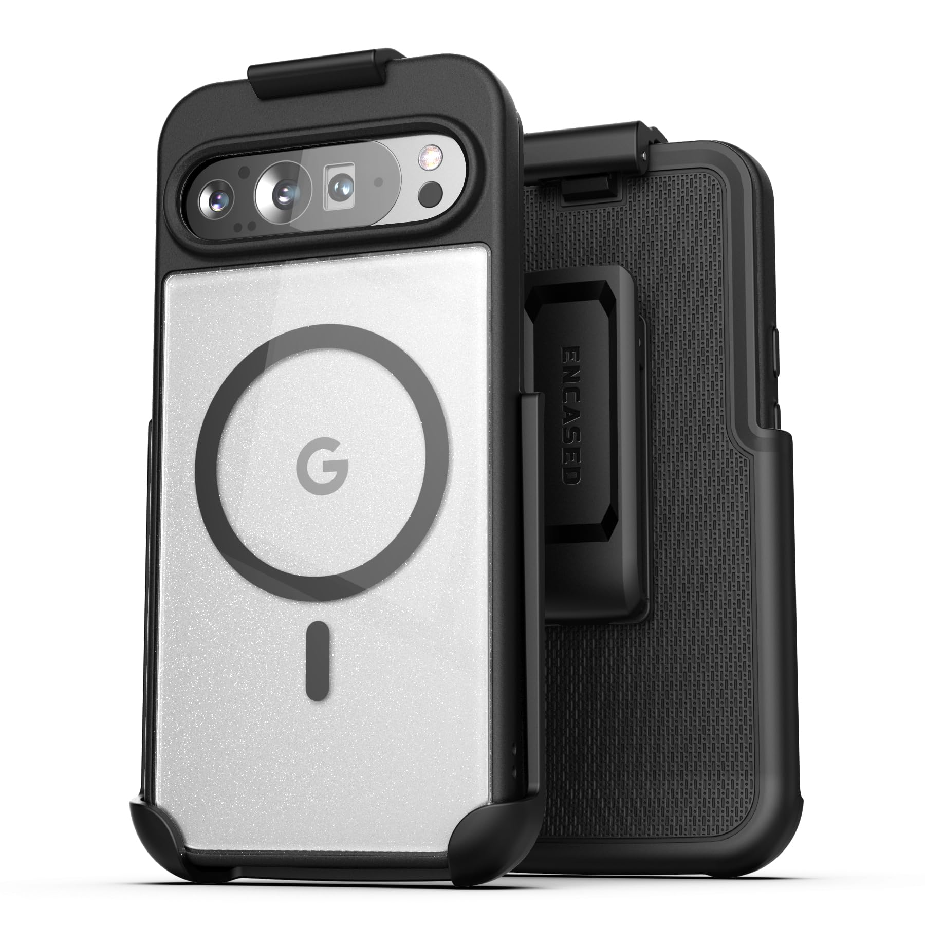 Encased SlimShield for Google Pixel 9 Pro XL Case with Belt Clip (6.8") Dual Hybrid Cover with Holster (Compatible with Magsafe) Black