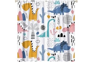 DDCBNS Kids Dino Curtains,Each Panel W31.5 x 63L,Baby Room Cartoon Animal Cute Dinosaur Curtains for Boys Girls Bedroom Living Room Nursery Study Home Décor 2 Panels Total Size 63 x 63 Inch