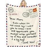 Throw Blankets Anniversary Birthday Gift for Mom from Daughter Son, Dear Mom Blanket for Mother's Day, Super Soft Flannel Throw Blankets for Christmas Valentines Day for Bed Couch(50x60)