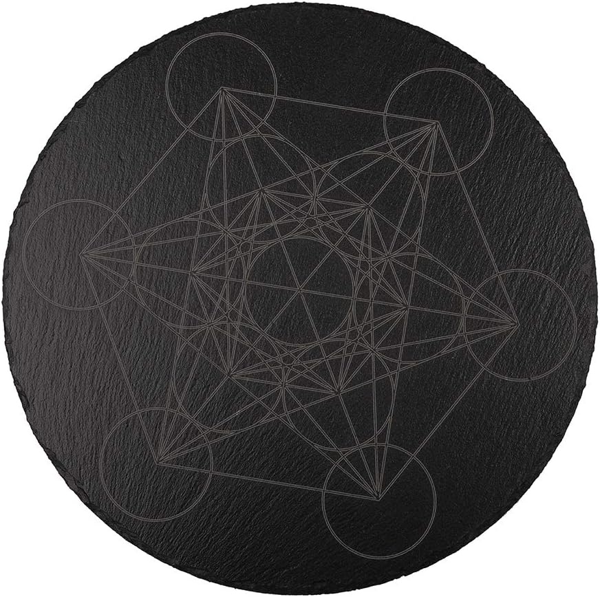 Crystal Grid Altar Tile, Metatron’s Cube, Sacred Geometry - Wiccan Ceremony, Pagan Rituals - Meditation, Manifestation, Ancient Magic Practice, Genuine Stone, Witch's Altar Piece, Mandala Art Display