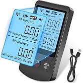 COLOR TREE EMF Meter Rechargeable Electromagnetic Field Upgrated 3-in-1 Radiation Detector Handheld Digital LCD Temperature Measure - Tester for Home Inspections - Outdoor and Ghost Hunting