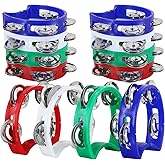 EASTROCK 12 PCS Plastic Percussion Tambourine with 4 Bells | Musical Rhythm Instrument Hand Percussion Tambourines Colored Noise Makers for Adults Band Music Festival and Party