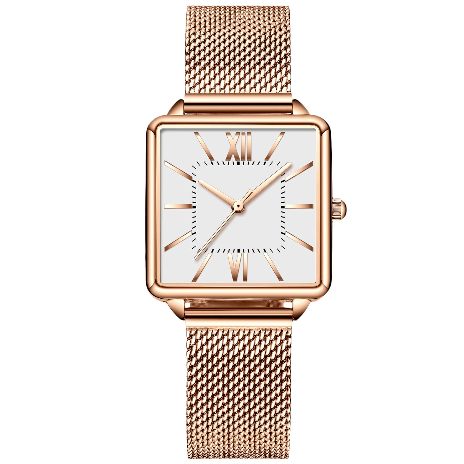 rorios Women's Watches Analogue Quartz Wrist Watch with Stainless Steel Strap Waterproof Minimalist Women's Watches for Women, White, Bracelet