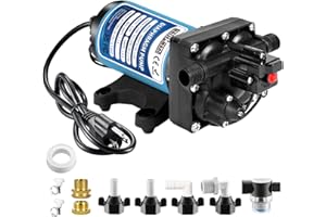 WASSERMANN 115V AC Diaphragm Pump, 5.5 GPM 65 PSI 1/2" NPSM Connection, 4-Chamber Self-Priming Fresh Water Pressure Pump with Pressure Switch for Garden Kitchen Bathroom Marine Camper RV