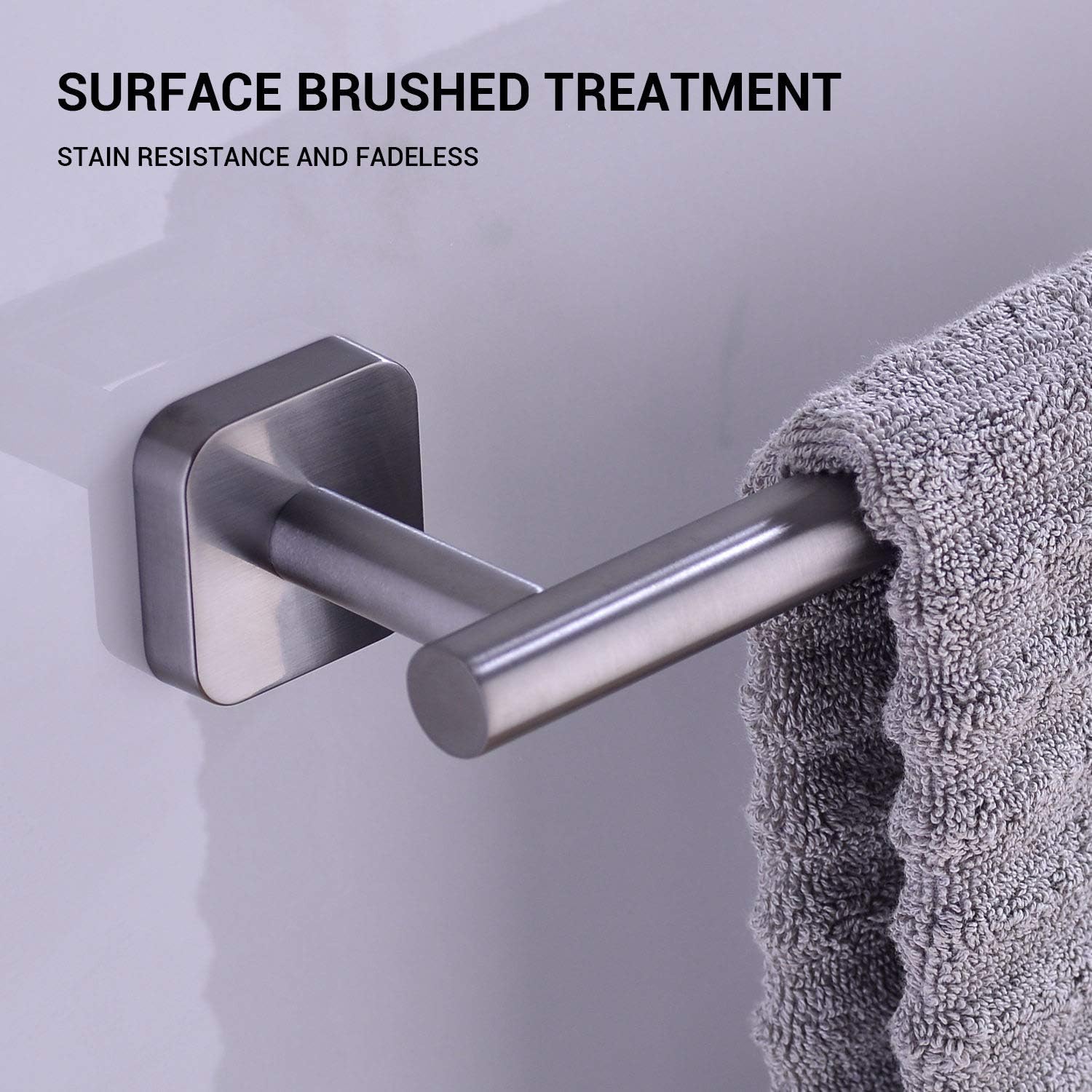 Wall Mounted Bathroom Towel Bar in Dark Brushed Nickel, 23.6 Inch SUS304 (18/8) Stainless Steel Bath Towel Rail, Rustproof, Black Stainless: Kitchen & Dining