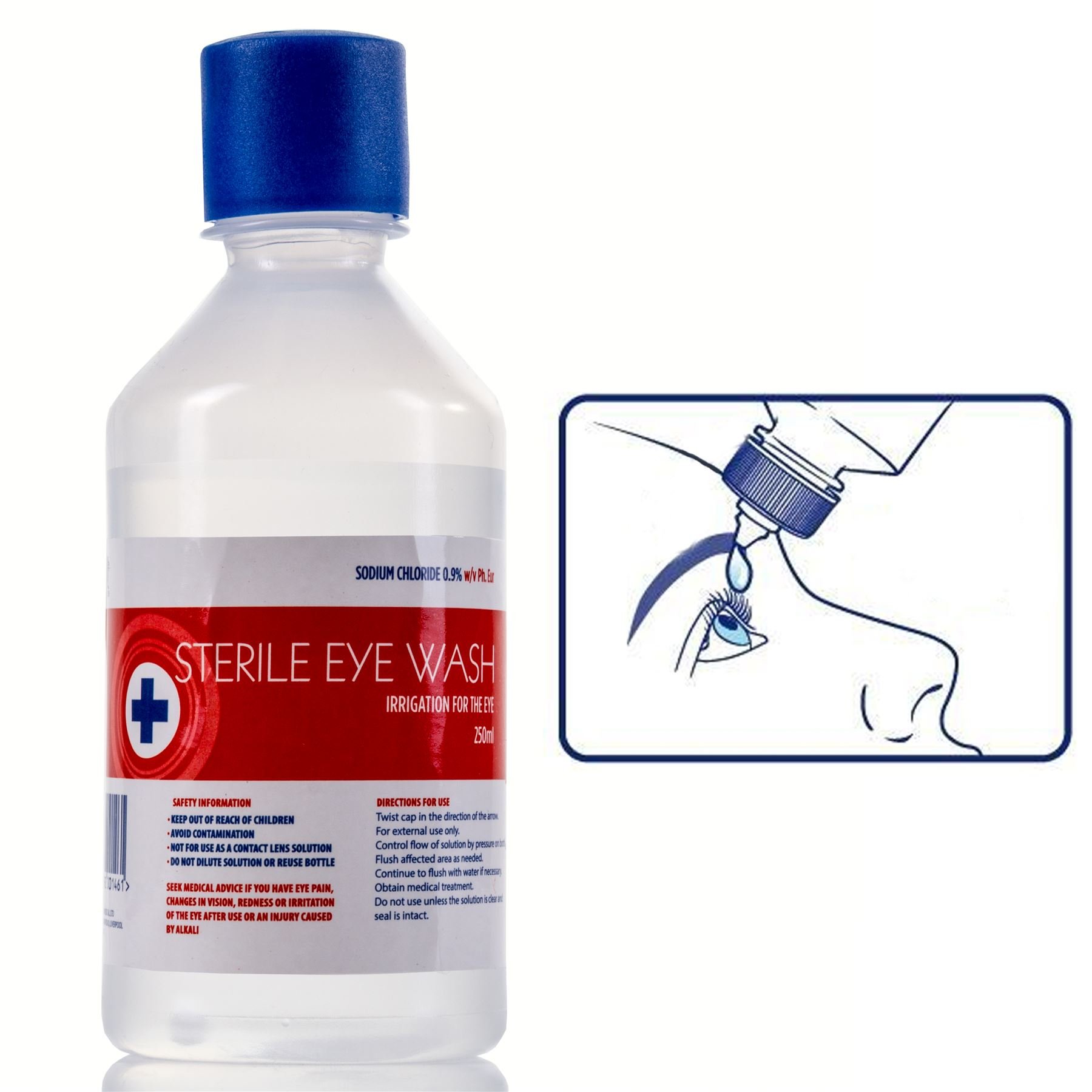 4X Sterile Saline 250ml Eye Wash Solution Bottles First Aid Wound/Injury Washing Buy Online