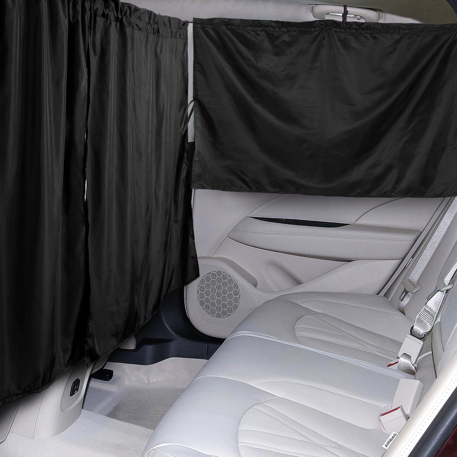Photo 1 of Set of 3 Car Privacy Curtains - 95% Light Blocking Fabric Rear Seat & Side Windows Divider Curtain Baby Shades, Wide Sedan SUV Sunshade Screen Covers for Travel Camping Nap Sleeping