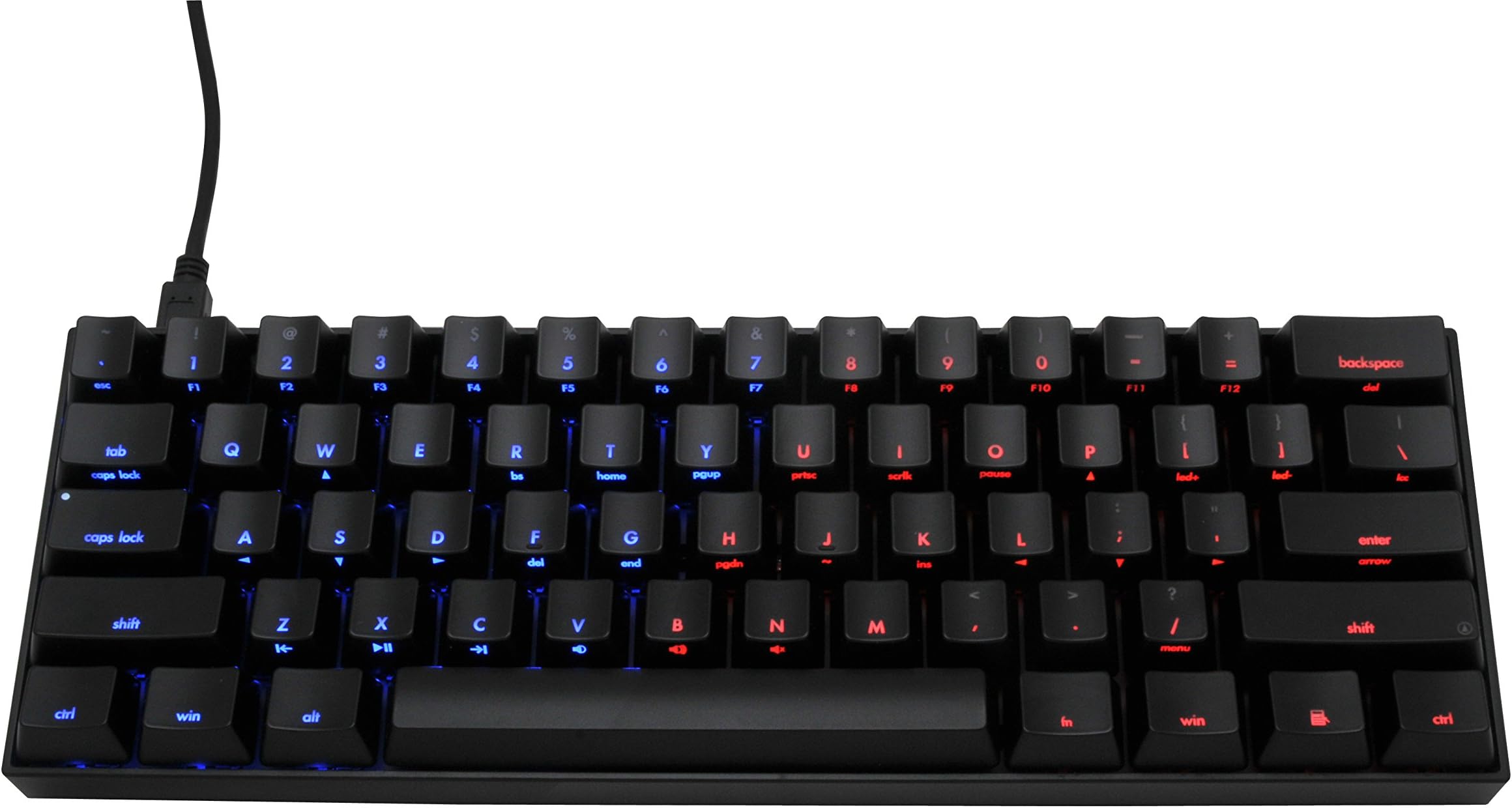 Mechanical Keyboard - KBP v60 - Black Case - Dual Light Blue/Red- Cherry Mx-Brown