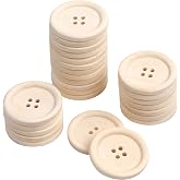 YAKA 40pcs Round Wood Buttons 4 Holes for Sewing Clothing,Sewing Buttons for Crafts 1.57inch