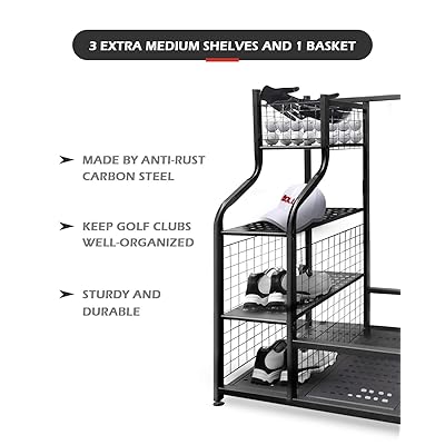 images Golf Bag Shelf mythinglogic golf storage garage organizer golf bag storage stand and other golfing equipment rack extra large design for golf clubs accessories