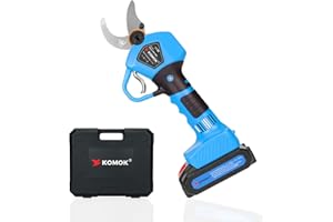KOMOK Professional Cordless Electric Pruning Shears Secateurs, 2PCS Rechargeable 2000mAh Battery Power Operated Tree Branch pruner, 30mm/1.2'' Cutting Diameter 6-8 Working Hours (Blue)