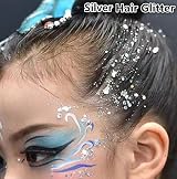 Go Ho Silver Face Hair Glitter Gel 52g Holographic Chunky Sequins Festival view 5