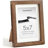 5x7 Picture Frame, USA-Sourced Natural Walnut Wood Photo Collage Frame with HD Tempered Glass, Modern Simple 5 x 7 Wooden Frame Matted to 4x6, Gallery Wall Frames for Art, Wall or Tabletop Display