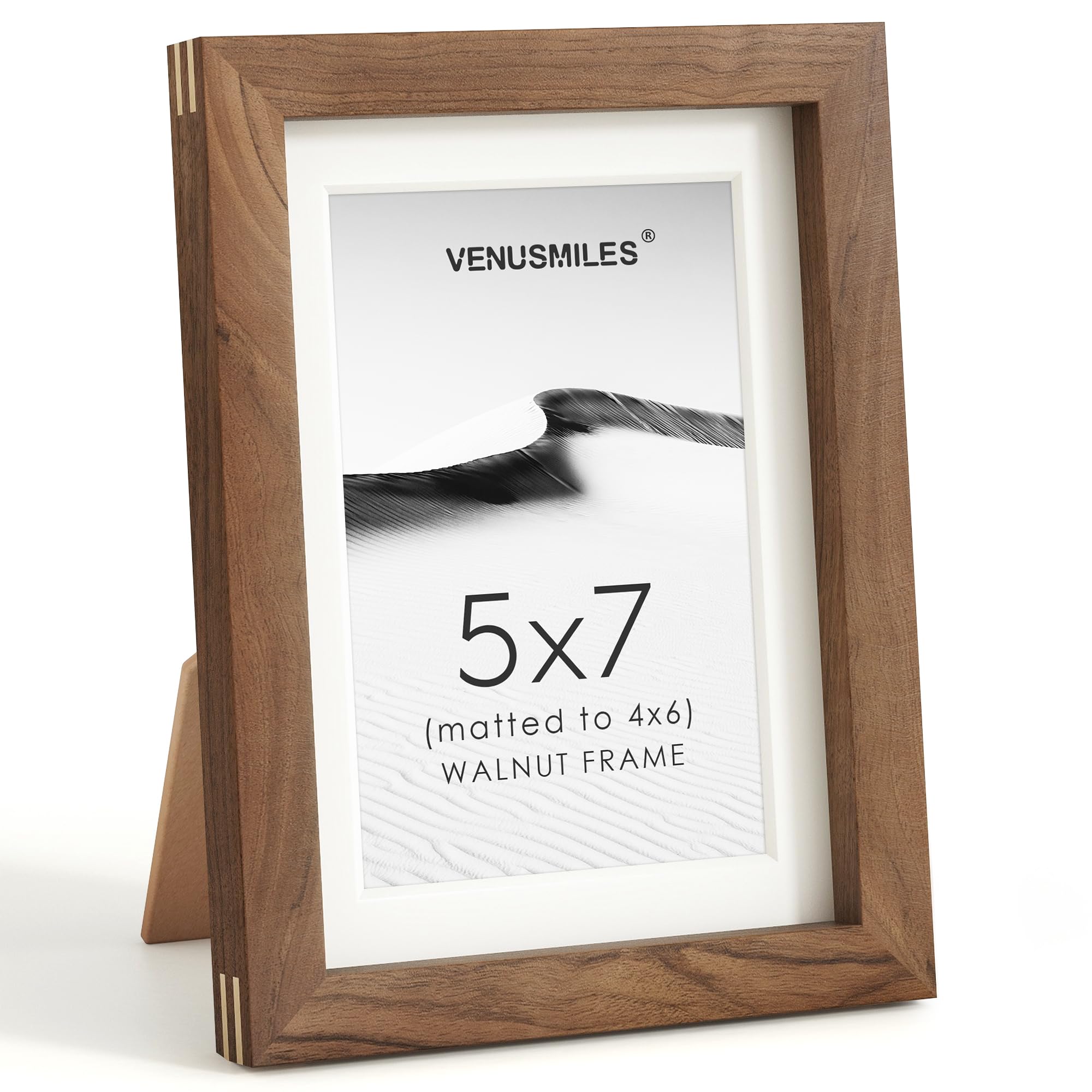 5x7 Picture Frame, USA-Sourced Natural Walnut Wood Photo Collage Frame with HD Tempered Glass, Modern Simple 5 x 7 Wooden Frame Matted to 4x6, Gallery Wall Frames for Art, Wall or Tabletop Display