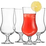 Bormioli Rocco (Set of 4) Cocktail Glasses Tulip Shaped - 17 Ounce Pina Colada Glass, Hurricane Glasses for Drinking Full Bod