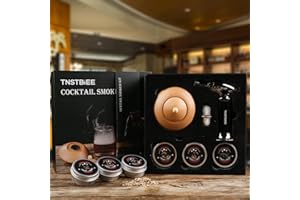 TNSTBIEE Cocktail Smoker Kit Including Torch & 6 Flavors Wood Chips, Drink Smoker for Infusing Smoke in Whiskey/Bourbon -Old Fashioned Smoker Kit, Birthday Gift for Dad/Husband/Boyfriend/Him（No Butane）