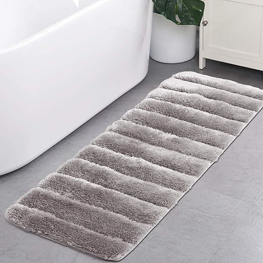 Thick And Quick Drying Microfiber Carpet For Floors 17x24 Inches Dark Grey And Black Memory Foam Bath Mat Bathroom Mat Absorbent Non Slip Bath Rug Bath Rugs