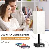 Aooshine Bedside Lamp with USB C+A Ports 3 Color Modes Beige Shade view 4