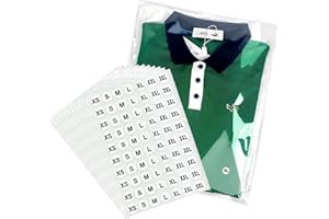 PigPotParty 12”x15“ Clear Cellophane Bags with Clothing Size Stickers, Clear Plastic Bags, 100 Pcs Self Sealing Cellophane Ba