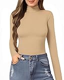 MANGOPOP Women's Mock Turtle Neck Slim Fit Long