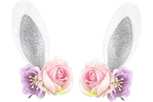 ONENINEDREAM Easter Velvet Bow Hair Clips for Baby Girls Alligator Bow Clip Easter Bunny Ears Flower Clips Hairpin Easter Hair Accessories for Infant Toddler White