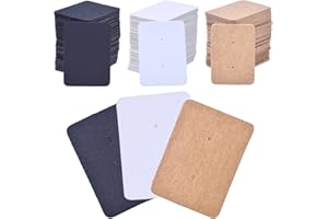 BronaGrand 300 Pcs Paper Earring Tags Mini Rectangle Ear Stud Display Cards Hanging Holder, 1" x 1.4"