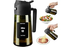 Olive Oil Dispenser and Oil Sprayer – 16oz/470ml Glass Light-Proof Oil Pourer for Kitchen, Air Fryer, Cooking, Salad, and BBQ