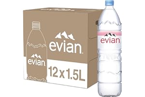 Evian Natural Spring Water, 1.5 L bottle (Pack of 12)