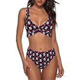 KIKICHUA Bikini Set for Women Two Piece Swimsuit Print Sexy High Waisted Swimwear V Neck Cheeky Bathing Suit