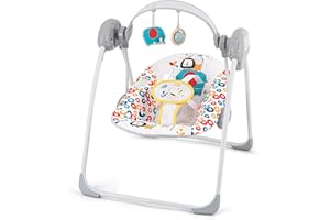 ASKCAT Baby Swing for Infants, Portable Baby Swings with Automatic 6-Speed，Adaptable and Compact Baby Swings with Music,2 Toys,Soft Head Support,Timing,Baby Swing for Babies 0-6 Months 6-20 lbs