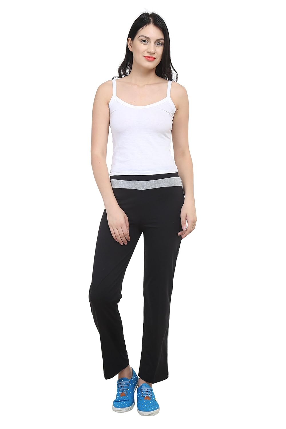 vimal black cotton blend trackpant for women