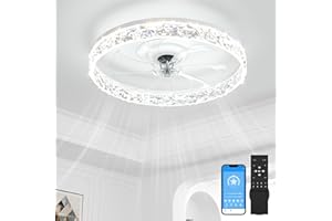 VOLISUN Low Profile Ceiling Fan with Lights and Remote, 20in Bladeless Ceiling Fan Light, 3000K-6500K Dimmable Modern Ceiling