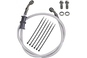 MWMNUN Silver Motorcycle Braided Steel Brake Clutch Oil Hoses Line Pipe Pipe for ATV Pit Dirt Bike Go Kart (Oil Hose Length 90cm)