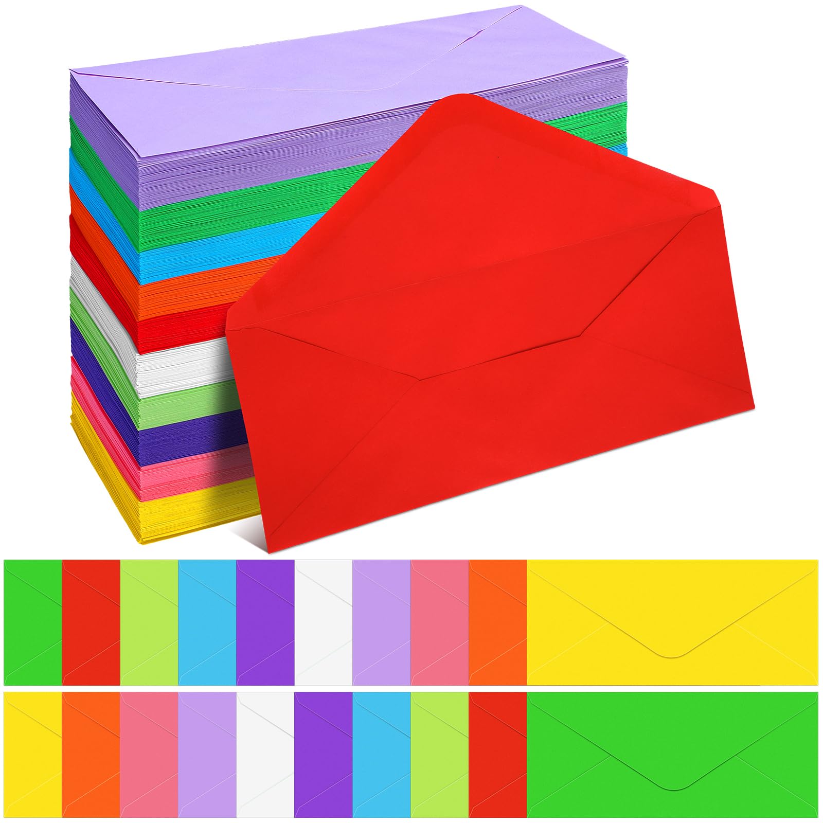 Fullhawl 100 Pcs #10 Colorful Gradient Blue Envelopes – Self-Adhesive Standard Business Envelopes, 4-1/8 X 9-1/2 Inches