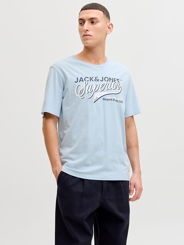 Jjelogo Tee S O-Neck 2 col Ss26 SN, Celestial Blu, S
